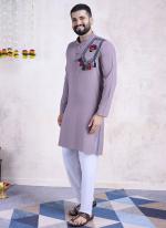 Rayon Dusty Purple Navratri Wear Embroidery Work Readymade Kurta